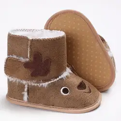 2017 Рождество олень Теплые зимние ботинки милые для маленьких девочек мягкая подошва Обувь малышей Обувь для малышей хлопковая обувь с