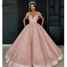 Бальное платье для выпускного бала с глубоким v-образным вырезом и открытой спиной, длина до пола, Vestidos De 15 Anos