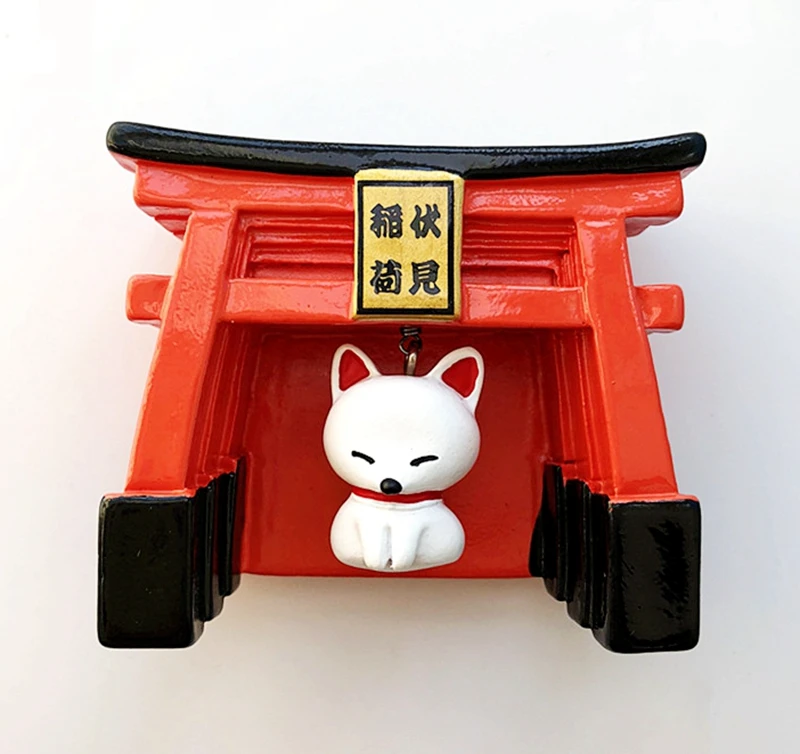

Handmade Painted Fushimi Inari Shrine White Fox 3D Resin Fridge Magnets Tourism Souvenirs Refrigerator Magnetic Stickers Gift