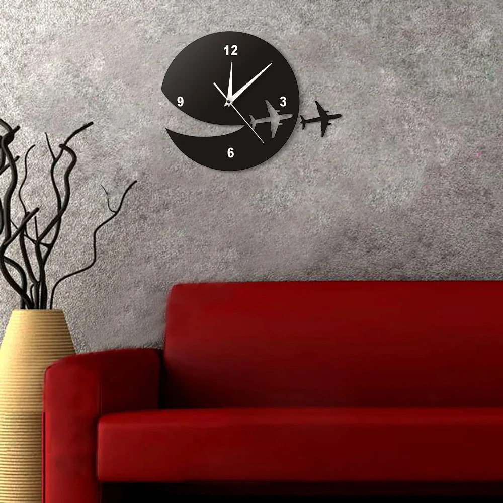 1 шт. самолет улетел 3D настенные художественные декоративные часы для побега современный дизайн настенные часы креативные настенные часы для гостиной