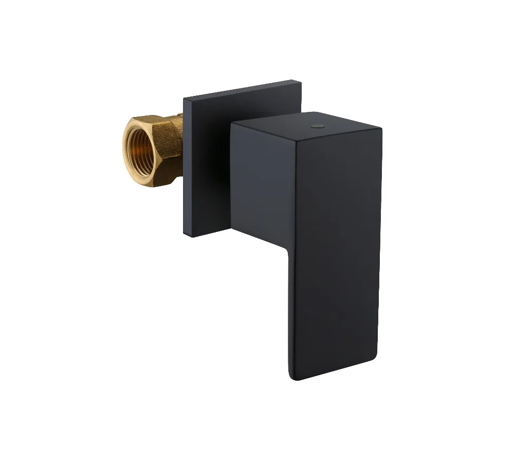 Watermark Square Style Wall Mounted 1/4 Turn Bath Tub Solid Brass Black Tap Mixer Spout Wels Hot & Cold Shower Set bathroom faucet bathroom shower faucet set