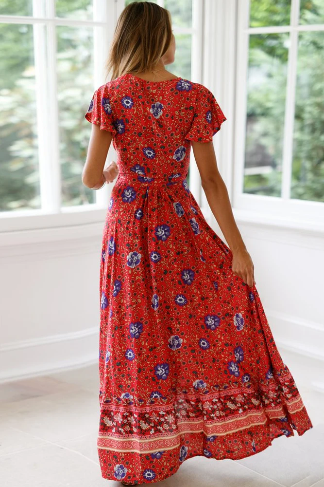 Red-V-Neck-Beach-Resort-Printed-Dress-LC611149-3-2