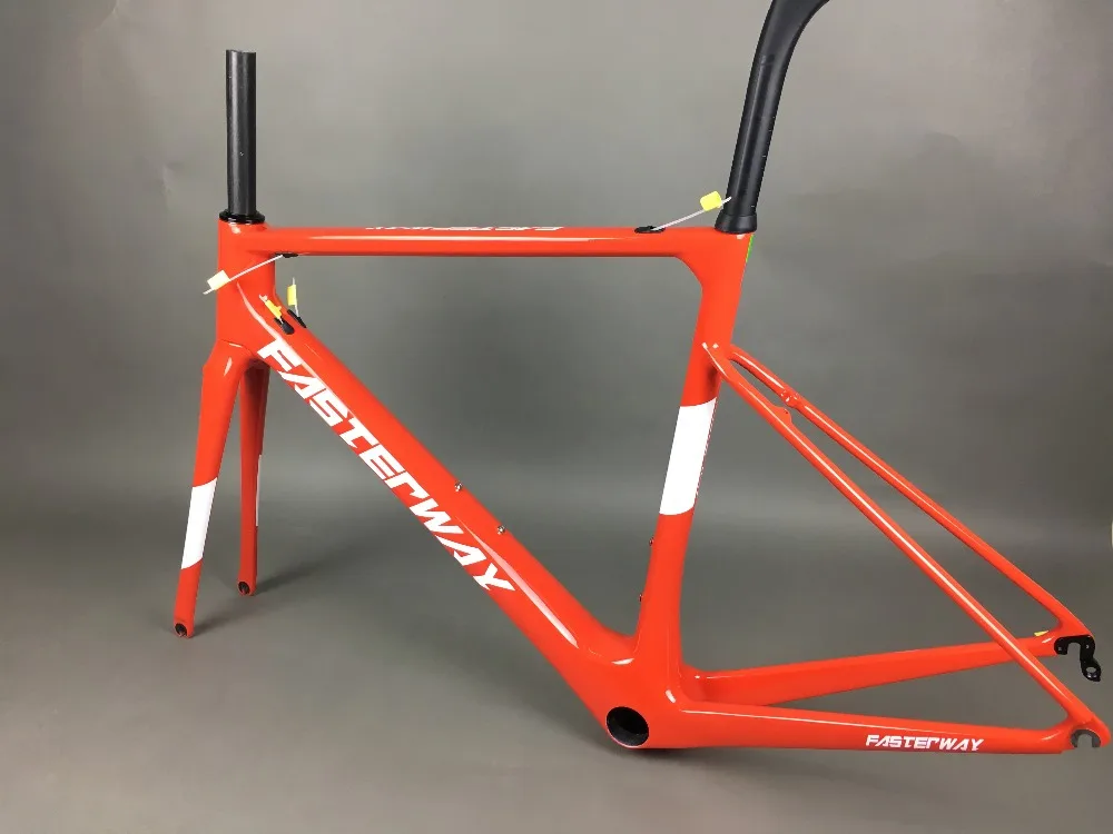 Best white red with black  FASTERWAY classic carbon road frameset UD weave carbon bike frame:Frameset+Seatpost+Fork+Clamp+Headset 83