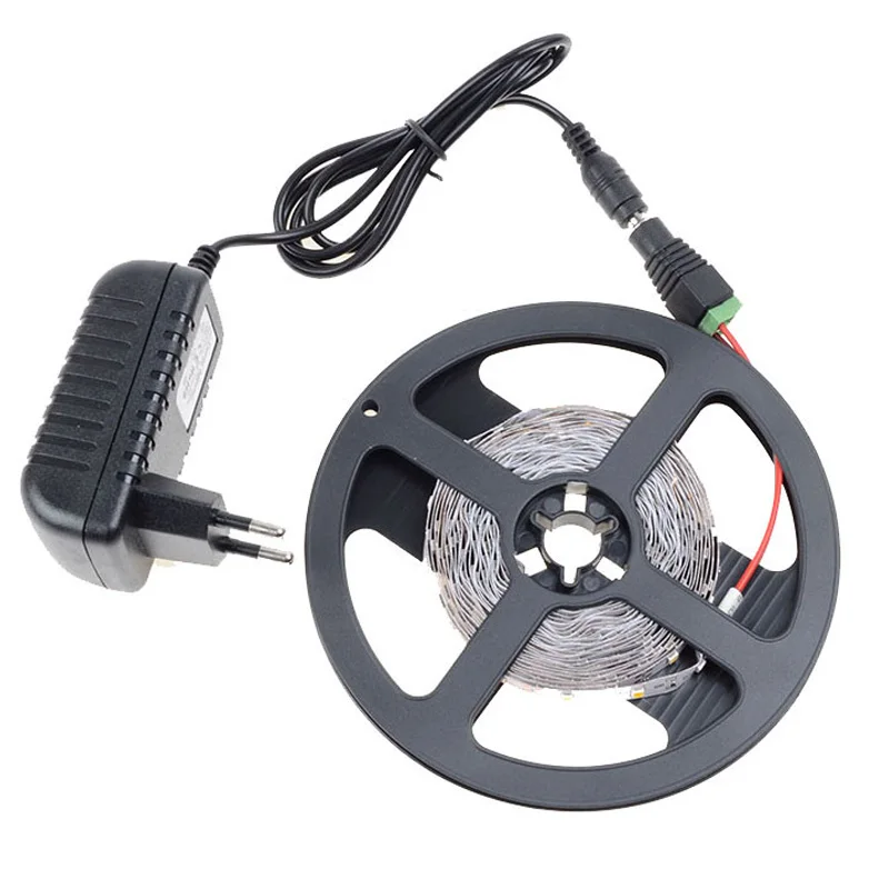 5M SMD 3528 5050 LED Strip Light 60LEDs/M 300LEDs Flexible Rope White/Red/Green/Blue/Yellow and 12V Power Adapter+DC Connector