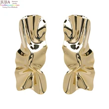 JUJIA, 2 цвета, гладкие металлические серьги-гвоздики, бижутерия, металлические серьги, опт, Женские Ювелирные изделия, опт