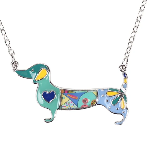 Bonsny Statement Metal Alloy Enamel Dachshund Dog Choker Necklace Chain Collar Pendant 2016 Fashion New Jewelry For Women 17