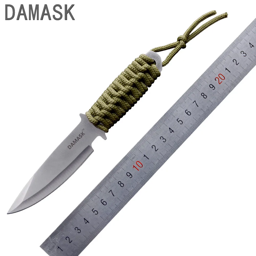 

Tactical Fixed Blade Knife Outdoor Tools Multifunctional Portable Straight Knife Paratrooper Leggings Knife Damask EDC Tools