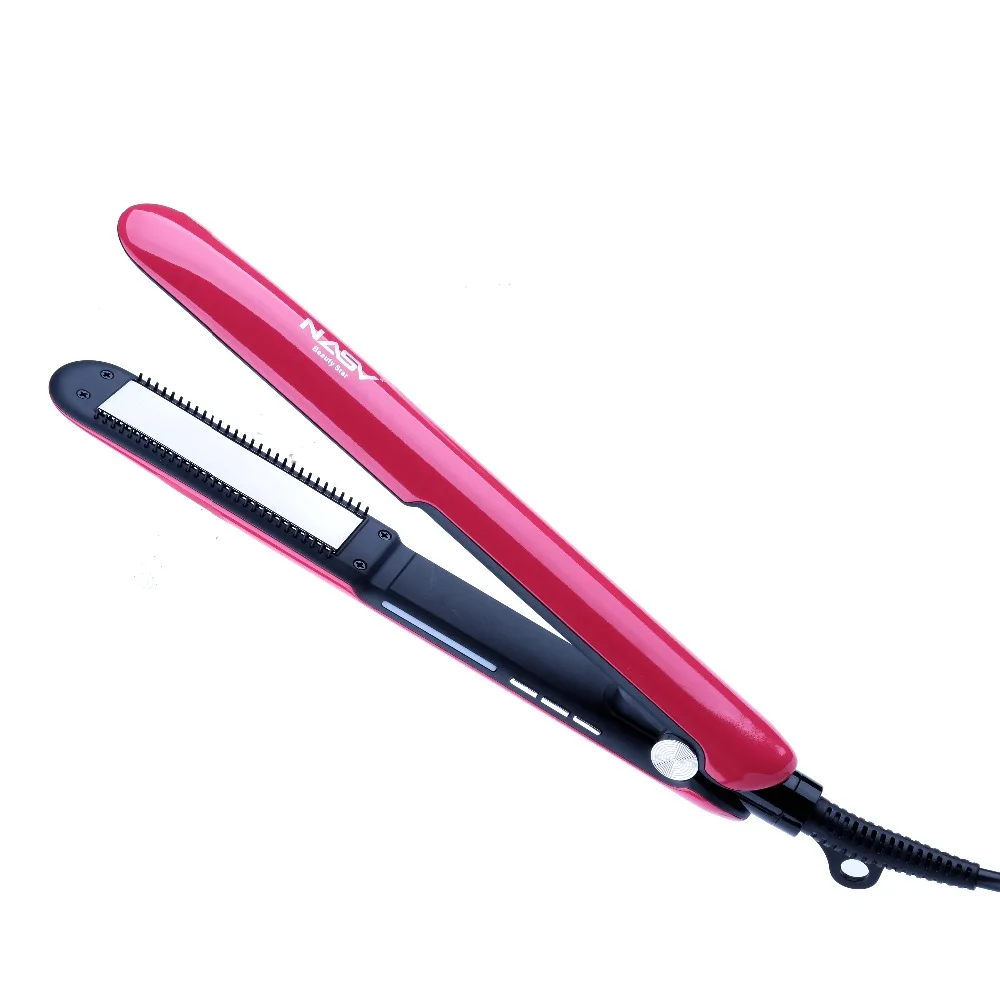 

Professional LCD Display Titanium Flat Iron intelligent Hair Straightener With Teeth Titanium coating LED display Flat Iron