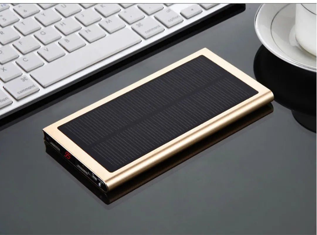 ЖК-дисплей 10000 мАч Солнечный внешний аккумулятор 2USB внешнее мобильное зарядное устройство Внешний аккумулятор для iphone x samsung Xiaomi huawei