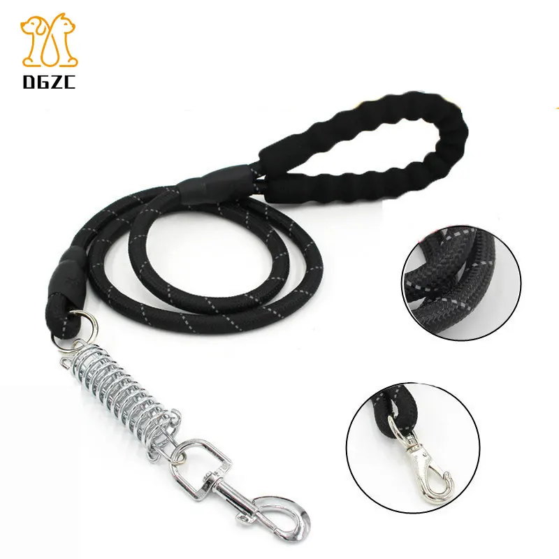 

5FT Reflective Dog Leash with Comfortable Padded Handle Leash for Night Safety Buffer Spring with Protective Cover Nylon Rope