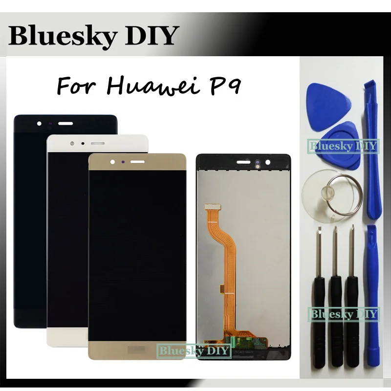 Black/White/Gold Full LCD Display + Touch Screen Digitizer Assembly Replacement For Huawei P9 EVA-AL00 EVA-L09 EVA-L19 Tools | Мобильные