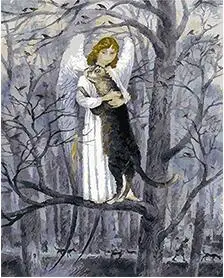 cioioil-T843 Cat and Angel on the tree coloring by numbers on canvas paint by numbers kit on canvas wall pictures home decor