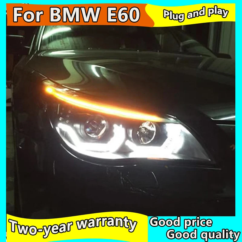 

2pcs Car Styling For 5 Series E60 headlights 2003-2010 year For E60 LED head lamp Angel eye led DRL front light Xenon Lens