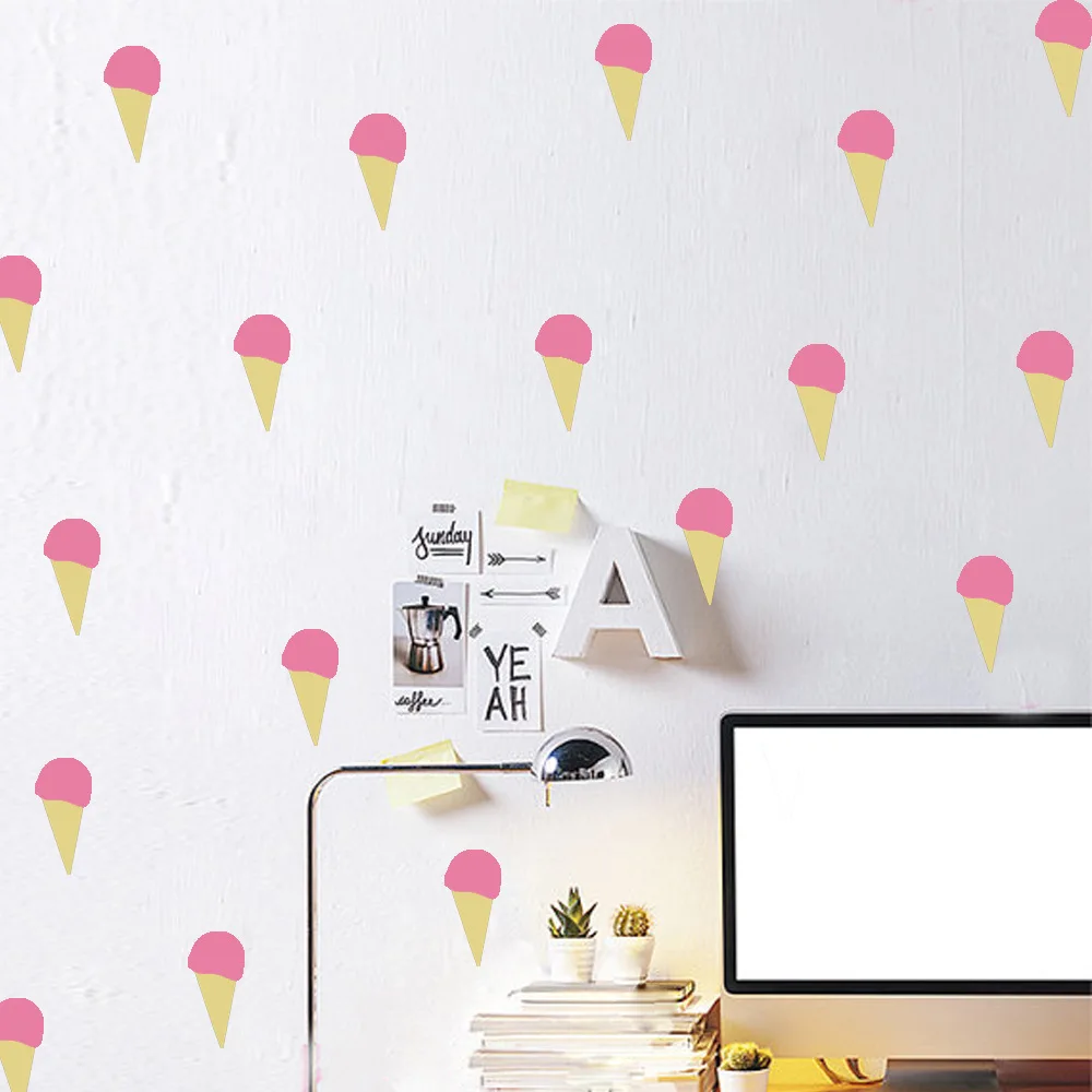 Musim Panas Es Krim Vinyl Wall Decals Removable Lucu DIY Dekorasi