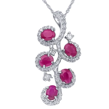 

Natural Ruby Pendant Necklace 925 Sterling silver Woman Fine Elegant Gem Jewelry Girl Birthstone Valentine Gift sp0041r