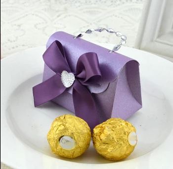 

Free Shipping 50pcs/lot 9 Color Fashion Small Carry Bag Wedding Cand Box/ Candy Bag With Bow And Chain