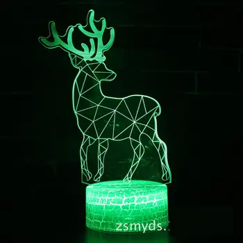 

Christmas Deer 3d Small Lamp Colorful Remote Touch Led Creative Product Gift Led Night Light Novelty Usb Led 3d Lamp