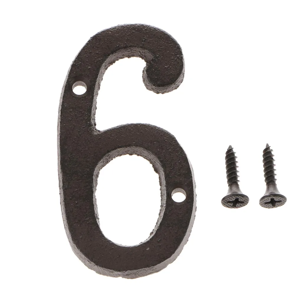 Cast Wrought Iron House Office Door Number Signs Plaque Country Style Digits Sticker Plaque Home Hotel Room Door Decor 0-9
