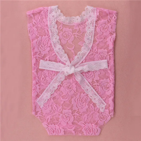 Кружевной Комбинезон для малыша; реквизит для фотосессии новорожденных; аксессуары для малышей; кружевной топ с цветочным узором для девочек; одежда с украшениями для фотосессий - Цвет: pink