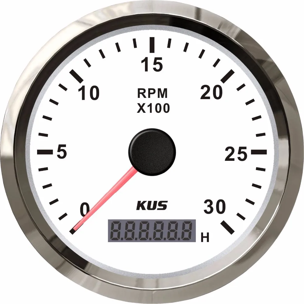 

New KUS Waterproof Marine Tachometer Car Truck Boat Tacho Gauge With Hour meter 0-3000RPM 85mm 12V 24V