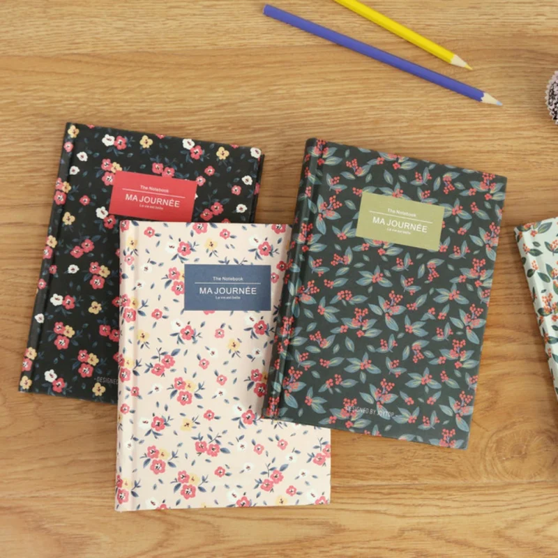

A5 Vintage Floral Pattern hard paper cover notebook writing journal notepad thread binding notebook