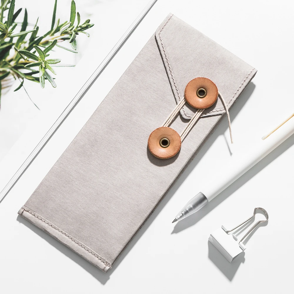 

TIANSE File Holder High-grade Waterproof Washed Kraft Paper Pen Case Pen Bag Environmental Protection For Office Organizer