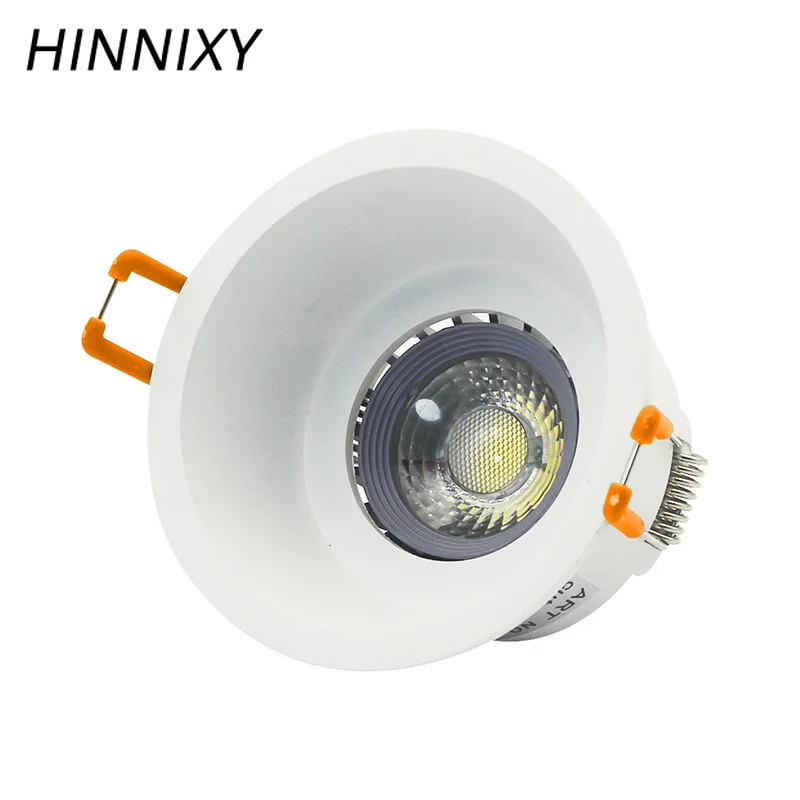 Hinnixy светодиодный Белый антибликовое пятно крепление светильника круглый глубокий вогнутой кадр Лампы Сменные MR16 6 W GU10 85-265 V 75 мм Вырезать