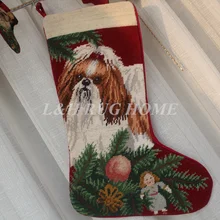 Новогодний носок для подарков, носки Санта-Клауса для подарков, дизайн собак 2 28X43 см