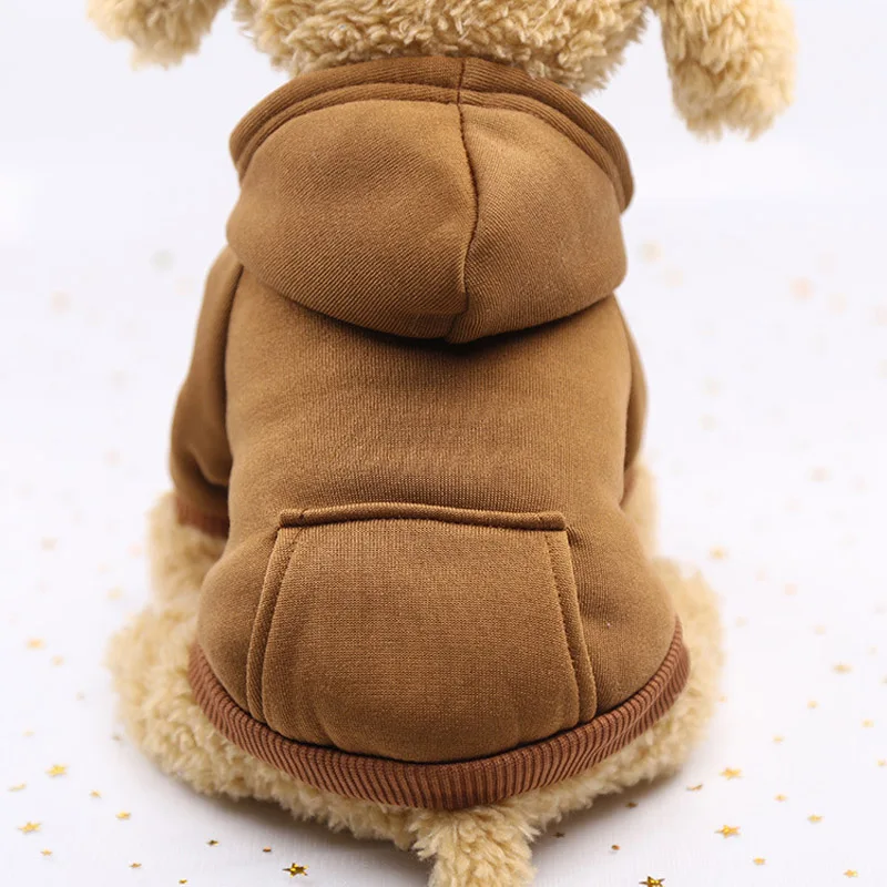 Зимнее пальто с капюшоном для собак, куртки, хлопковая одежда для маленьких собак, чихуахуа, мопса, одежда для щенков, кошек, толстовка, товары для домашних животных - Цвет: Brown