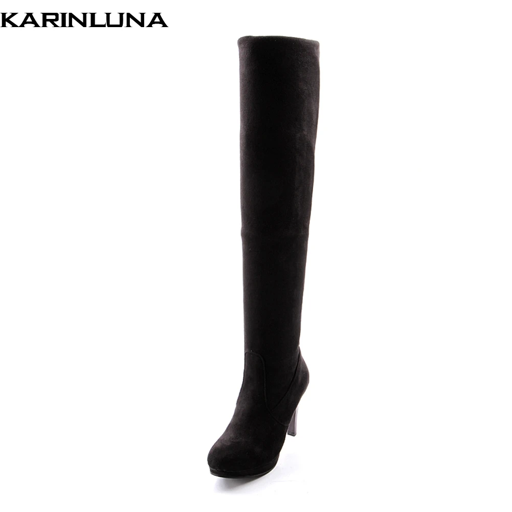 

KARINLUNA new arrivals dropship large size 43 women's Boots Shoes Winter warm high heels over the knee Boots shoes woman