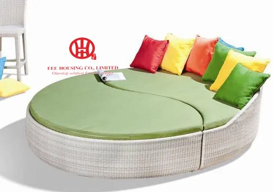 Из Ротанга Открытый солнце кровать двуспальная кровать Дизайн мебель, садовая мебель для отдыха из ротанга круглый лежак, круглый