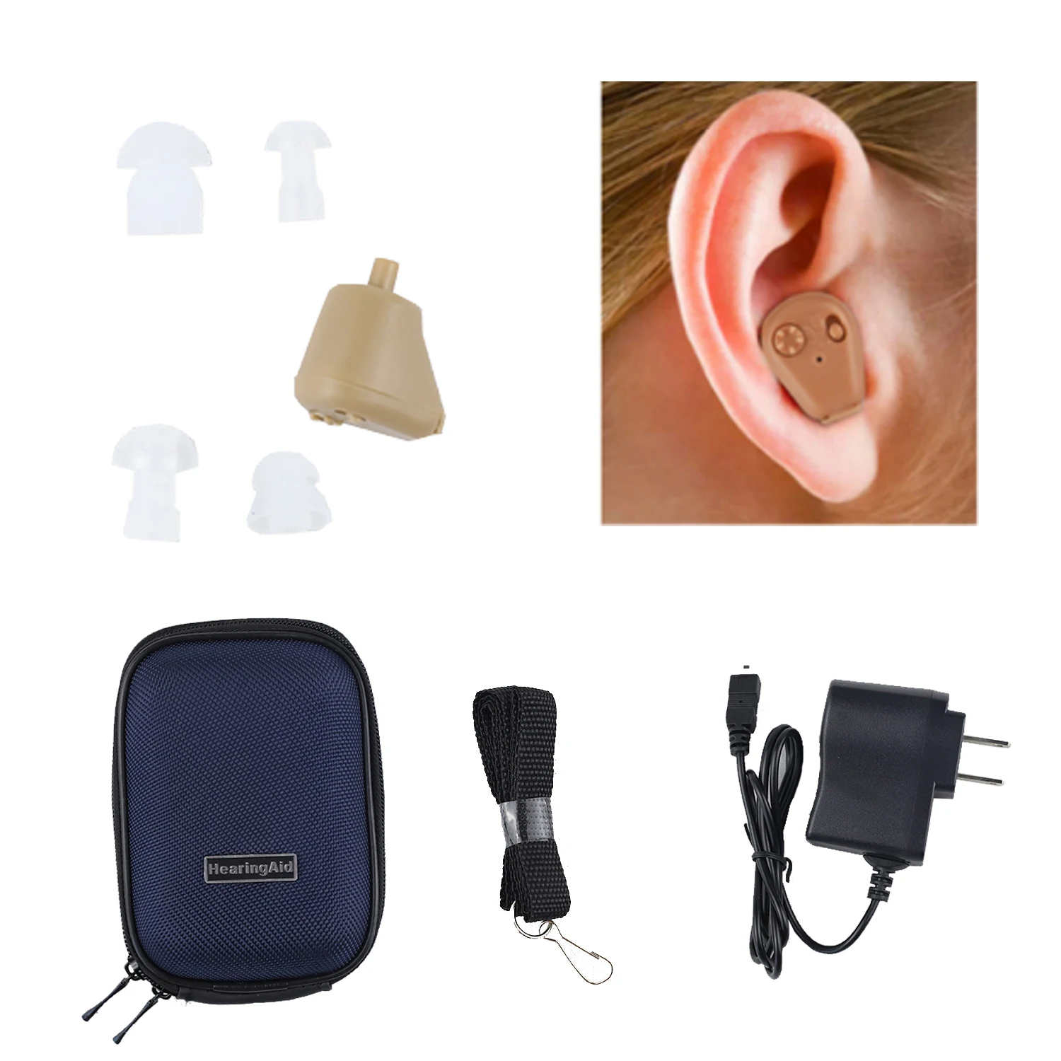 

Best Quality Invisible Hearing Aid Amplifier Rechargeable Mini Audiphones Volume Adjustable Hearing Aids for the Elderly Deaf