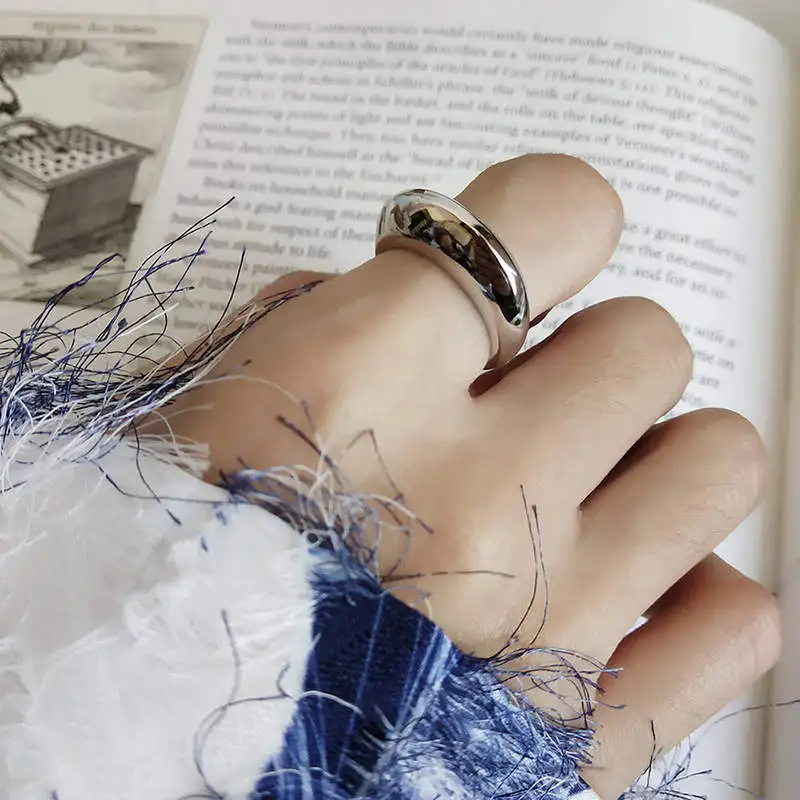 INZATT Настоящее 925 пробы серебро минималистский Bump изогнутая поверхность кольца для очаровательных женщин ювелирные украшения трендовые аксессуары подарок