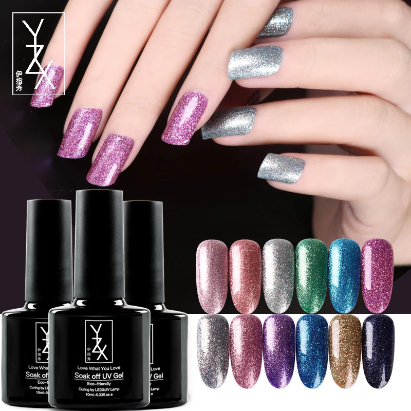 

YiZhiXiu 1pcs 10ml Peacock Colored Varnish Soak-off UV Gel Nail Polish Shinny Lacquer Glitter Platinum Manicure Fast Dry Enamel