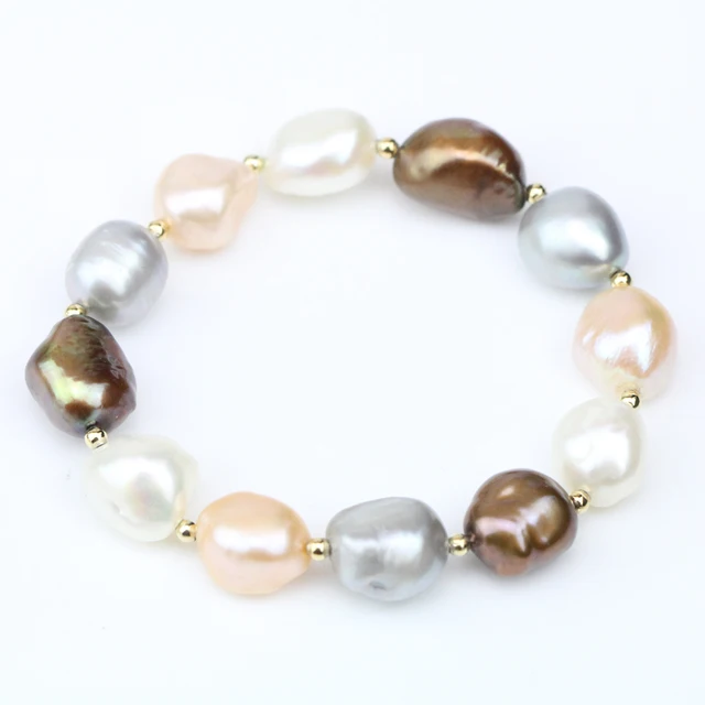 Multicolor Pearl Bracelets For Women Fashion Cultured Freshwater Multicolor Pearl Bracelets For Women Fashion Cultured Freshwater Bracelet Nugget Baroque With Gold Elastic