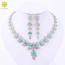 Комплекты украшений для женщин Кристалл ожерелье серьги набор африканские бусины золото/посеребренные Листья Форма ювелирные изделия