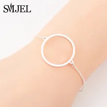 SMJEL трендовые Полые Круглые Подвески Браслеты и браслеты для женщин Свадебные украшения для подружки невесты бижутерия из нержавеющей стали