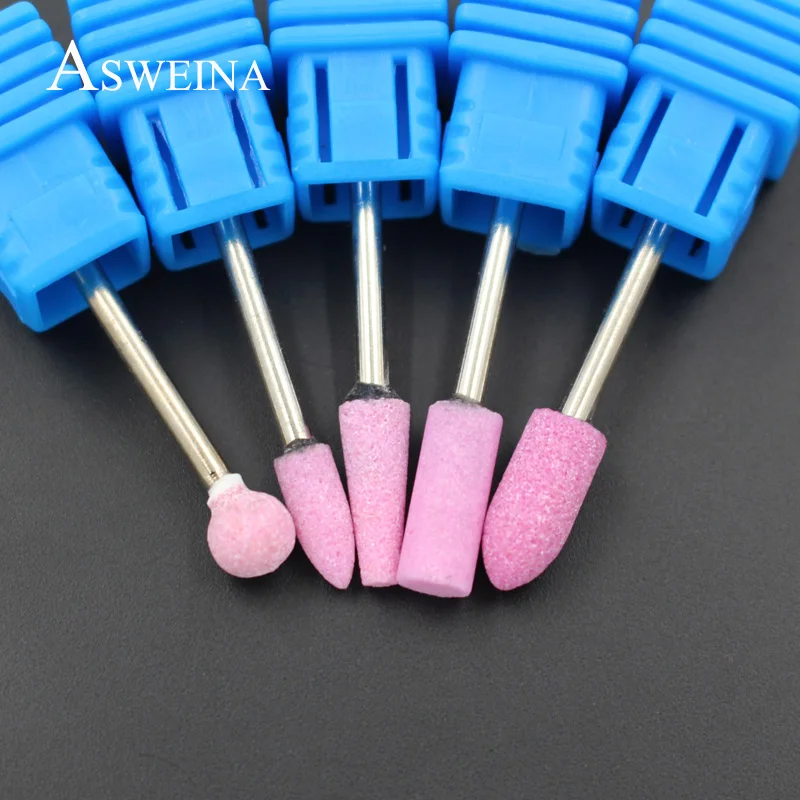 ASWEINA/1 шт., розовое керамическое сверло для ногтей с камнем, инструменты для дизайна ногтей, Электрический Маникюрный аппарат, аксессуары, фрезы для ногтей