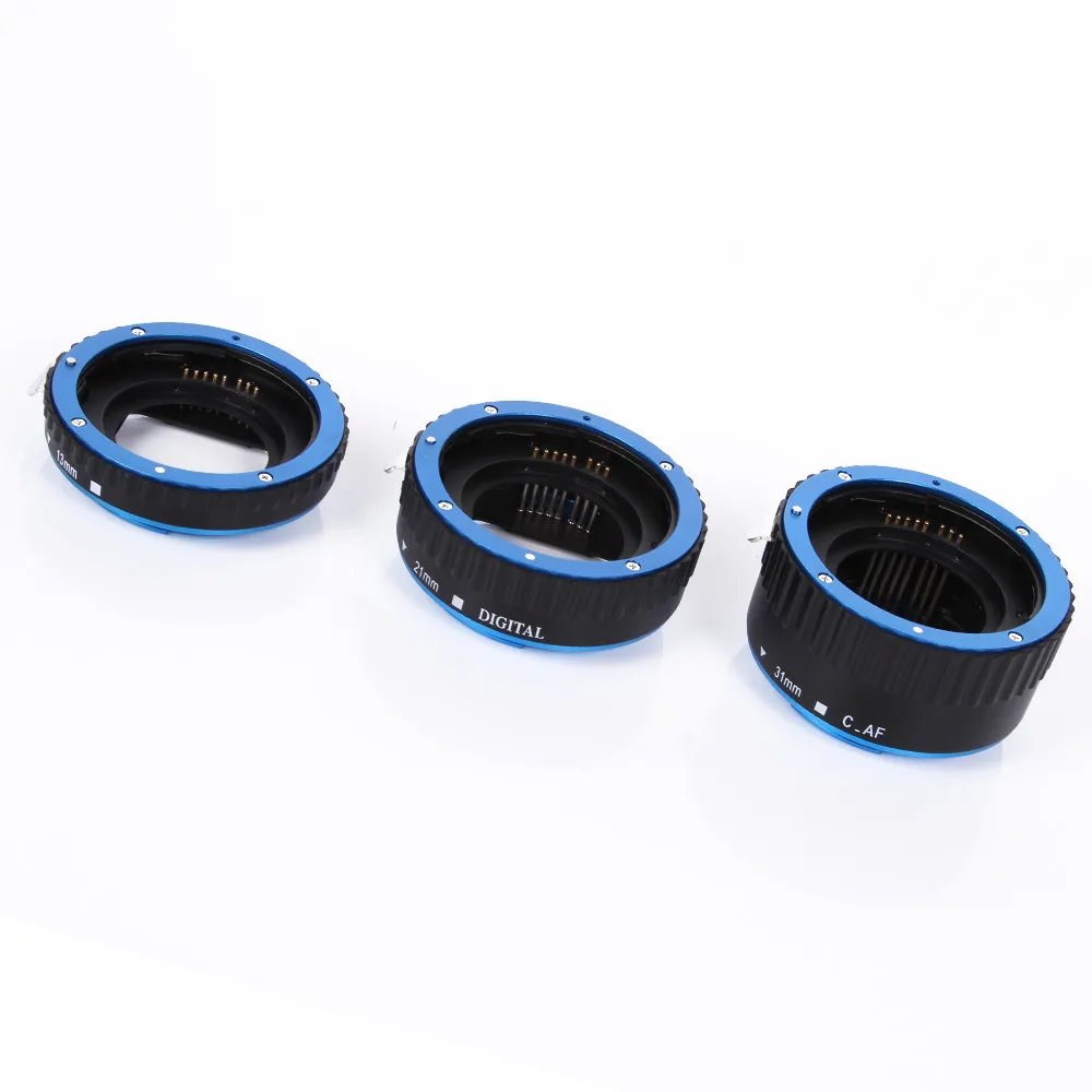 Синий металл Гора Автофокус AF Макрос Удлинитель кольцо для Canon EOS EF-S объектив 100D 60D 70D 550D 600D 6D 7D T5i T4i