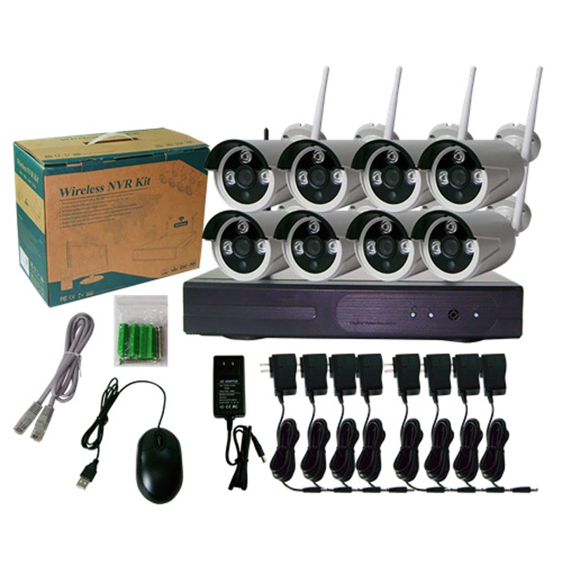  JSA 8CH SISTEMA DE CCTV inalámbrico 960 P NVR 8 piezas 1.3MP IR al aire libre P2P Wifi IP CCTV Cáma