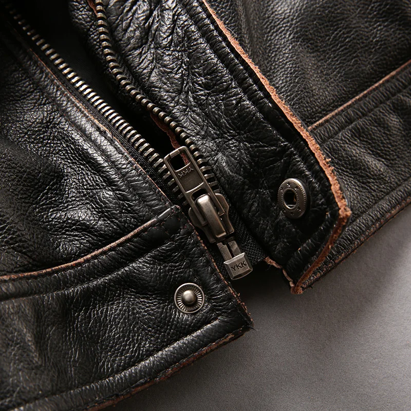Promo european big size high quality super genuine cow leather motor rider jacket mens big size cowhide leather jacket NF-1832