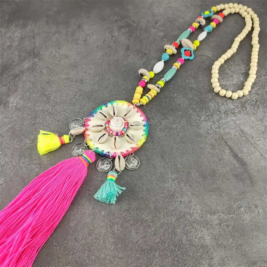 

Boho Seashell Choker Necklace for Women Shell Collar Colorful Glass Bead Chain Necklace Summer Beach Jewelry