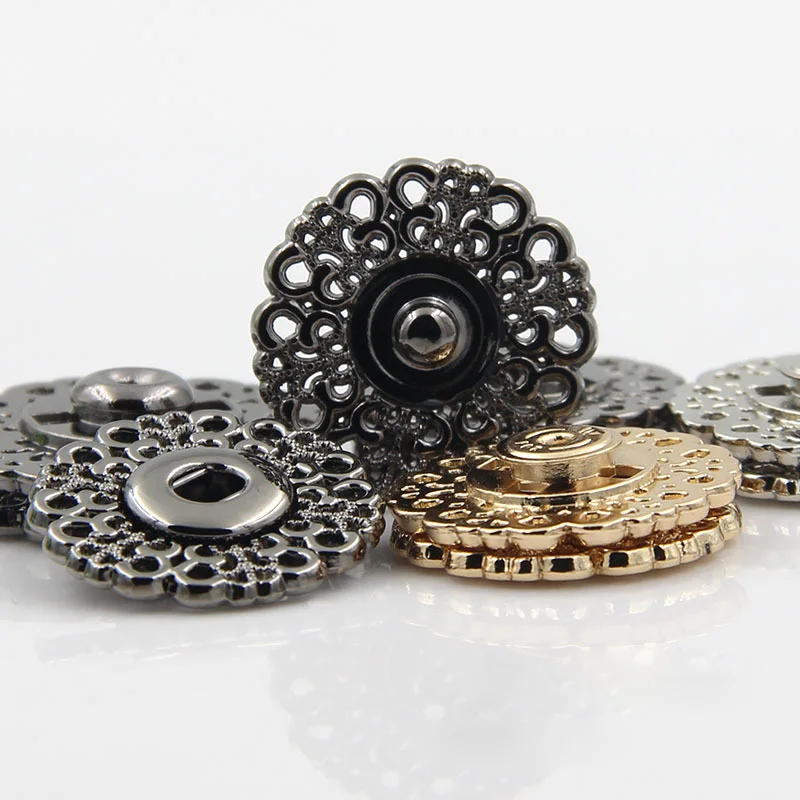 20sets Metal Snap ButtonClasp Buttons Hollow Flower Invisible Coat 