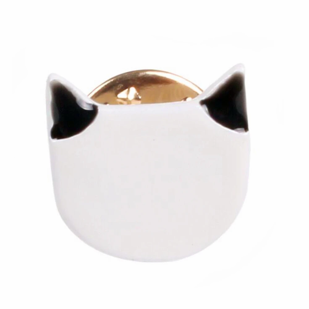 Горячий черный белый мультфильм милый, с кошками, животными эмалированная брошь значок Декоративные ювелирные изделия стиль Броши для женщин девушки подарок - Окраска металла: Black White Cat