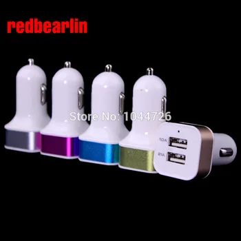 

Redbearlin 1000pcs 2.1A+1A Dual usb ports Aluminum Alloy metal Car Charger Adapter for iphone 4 5 6 6s for samsung htc mp3