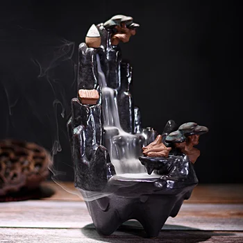 

Alpine flowing water back incense burner ceramic retro creative sandalwood furnace Buddhist temple watching inverted LM01071641