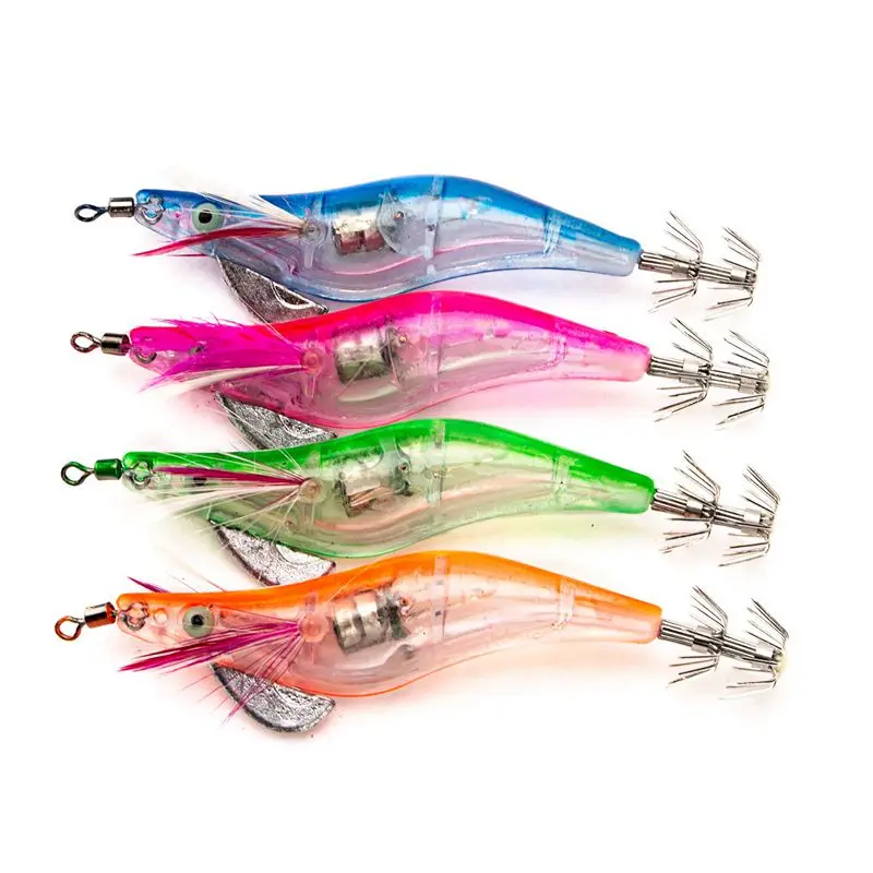 

1pc Green Flashing LED Fishing Lure Flash Light 10cm Minnow Luminous Squid Jig Shrimp Bait Night Fishing Lure