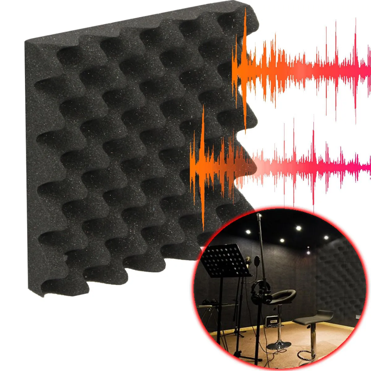 6Pcs 25X25X5CM Studio Acoustic Wedge Studio Foam Sound Noise Insulation Sponge Absorption Treatment Panel Tile