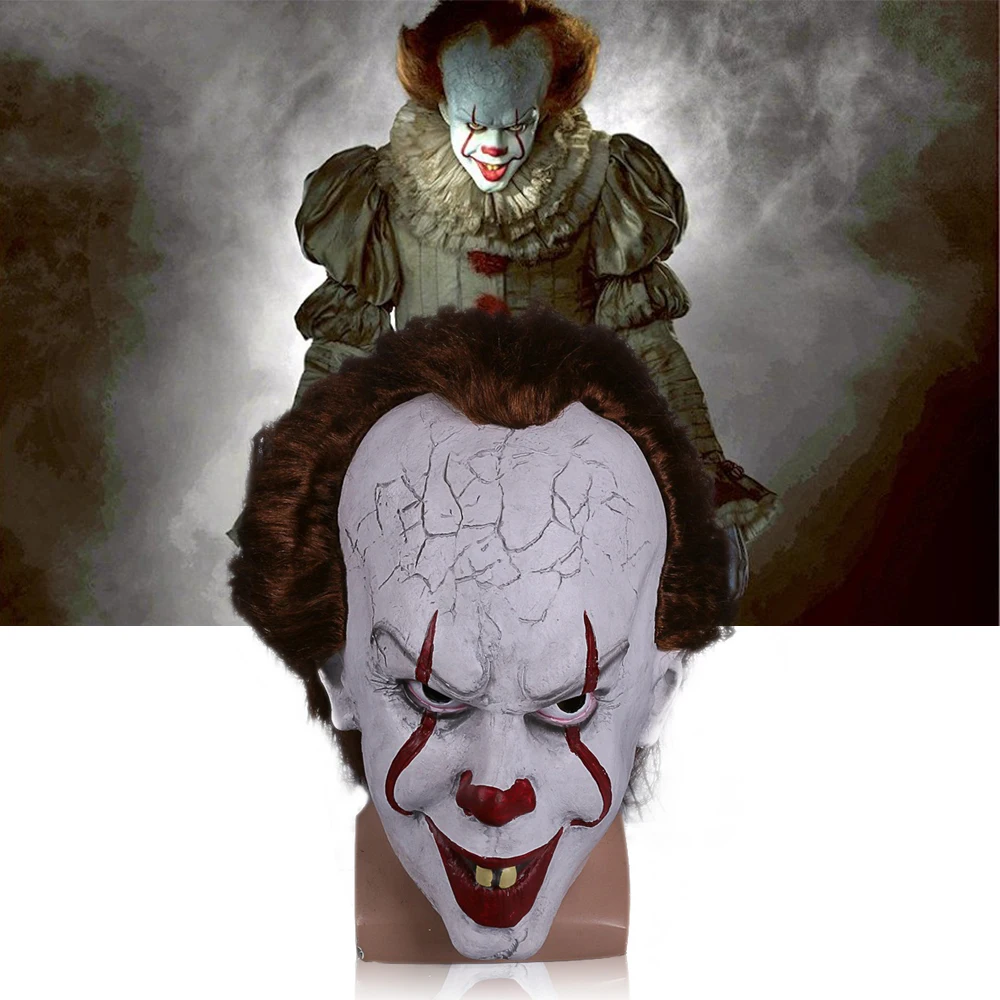 Стивен Кинг это маска Pennywise костюм Джокер маска Тим Карри страшные маски косплей Хэллоуин