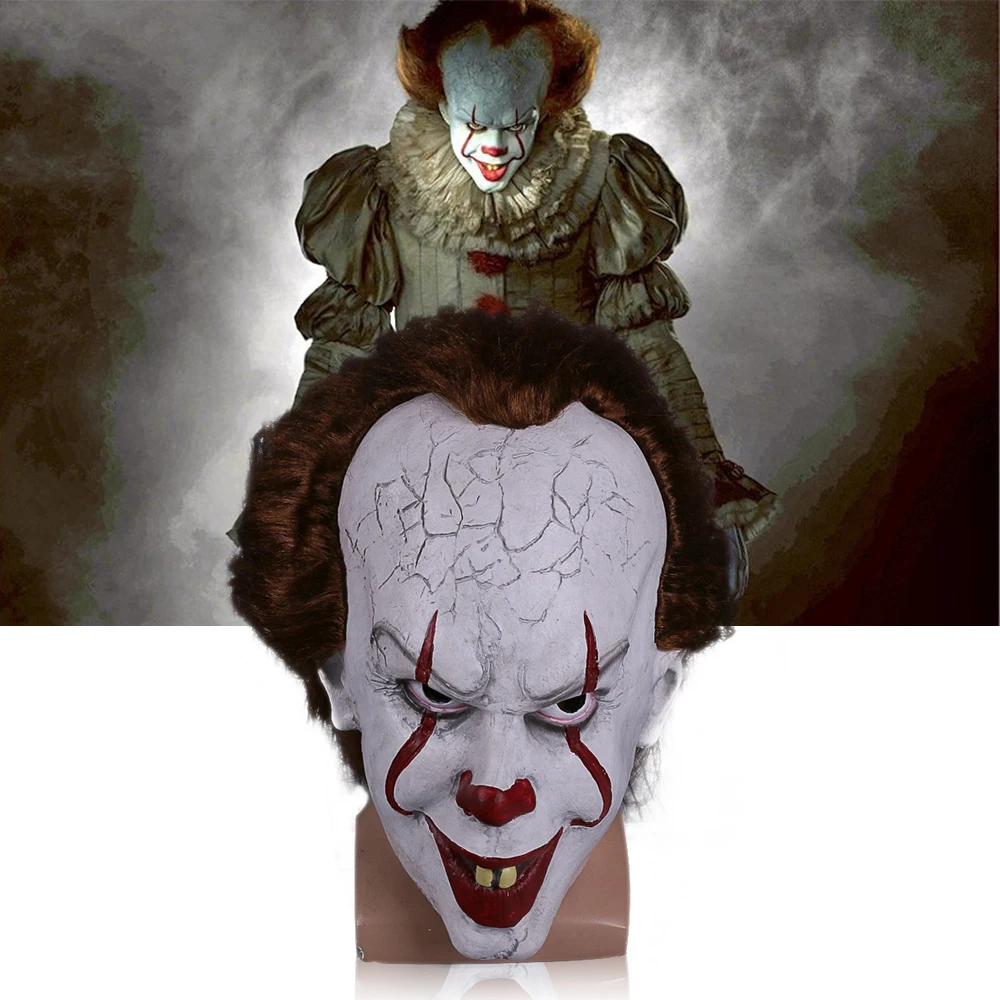 2017 Movie Stephen King's It mask Joker Mask Tim Curry Horrible Mask Cosplay Halloween Party (2)